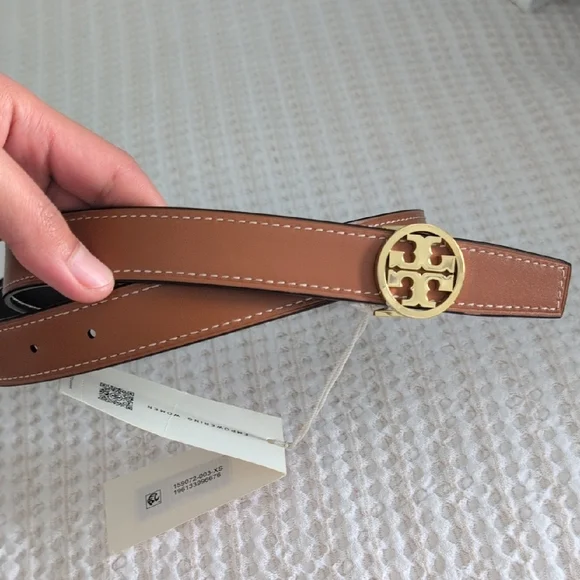 Tory Burch Brown Leather Belt with Gold Buckle - Picture 1 of 10
